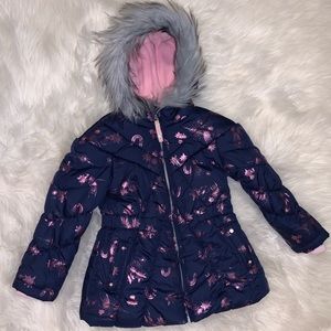 A navy blue toddler girls for trimmed Jacket